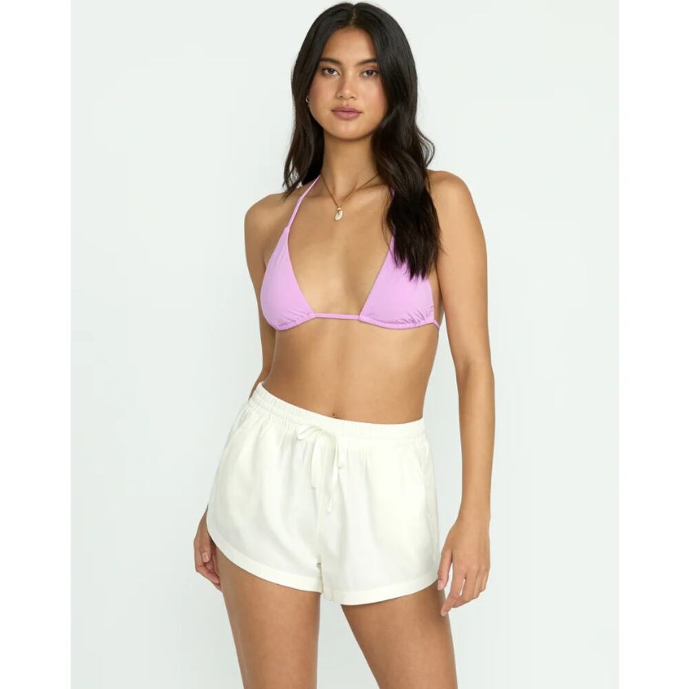 Billabong Women's Road Trippin Cotton Elastic Waist Shorts Size M White NWOT